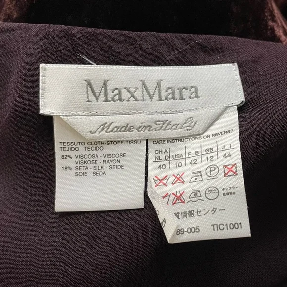 Max Mara Dark Brown Silk & Rayon Velvet Skirt - Picture 6 of 6